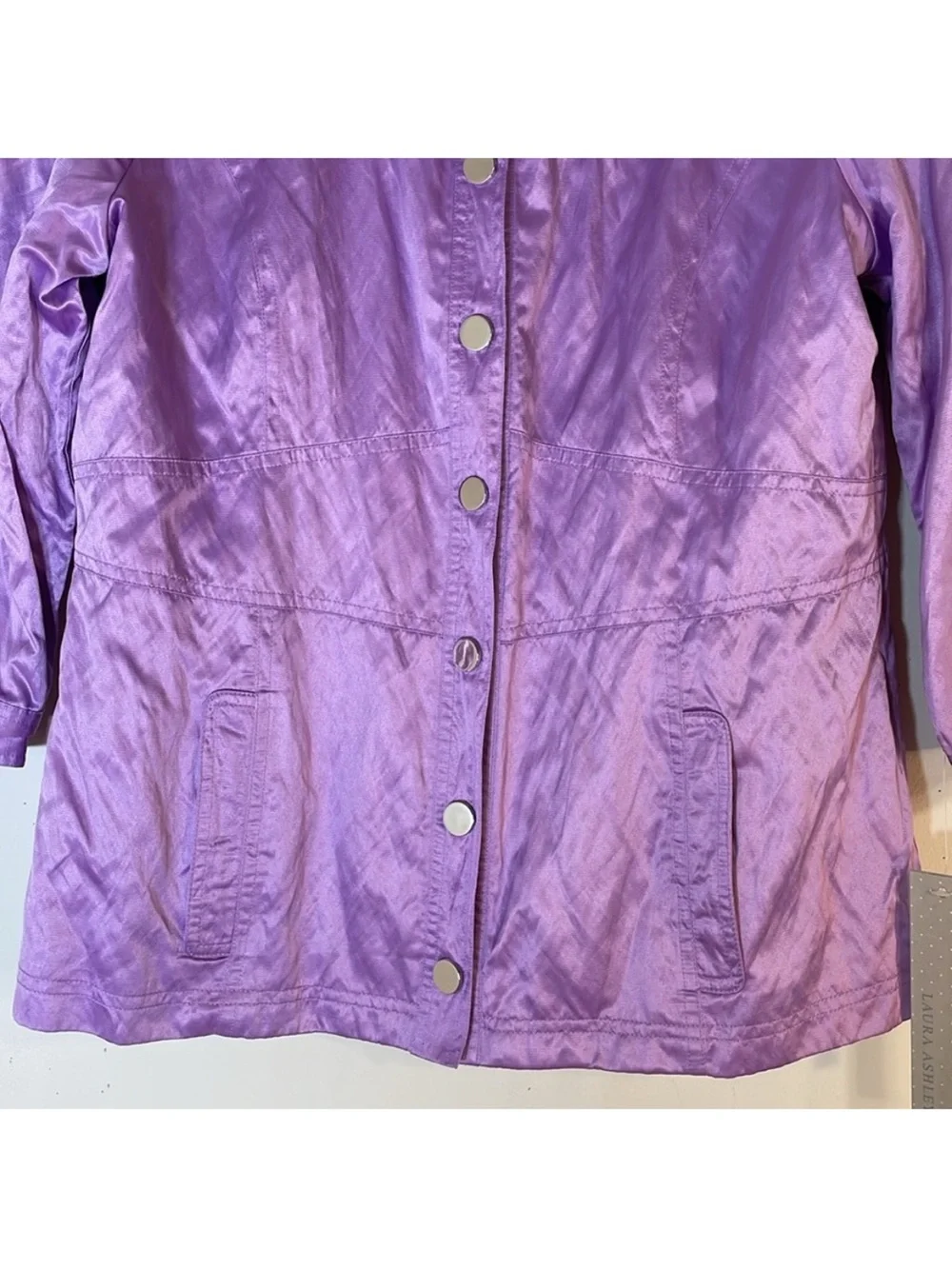 LAURA ASHLEY Palm Beach Satin Jacket in African Violet. M. NWT. $128! - Picture 5 of 12